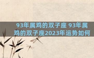 93年属鸡的双子座 93年属鸡的双子座2023年运势如何